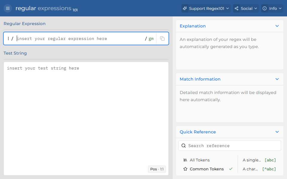 Screenshot of regex101.com captured 2026-07-20