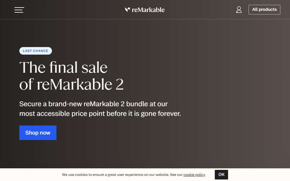 Screenshot of remarkable.com captured 2026-07-20