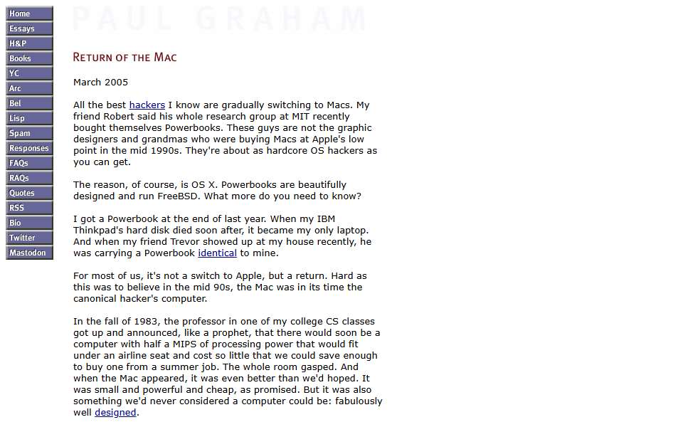 Screenshot of www.paulgraham.com captured 2026-07-20