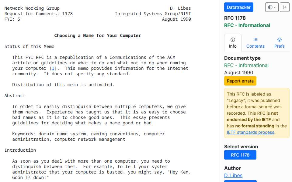 Screenshot of tools.ietf.org captured 2026-07-20