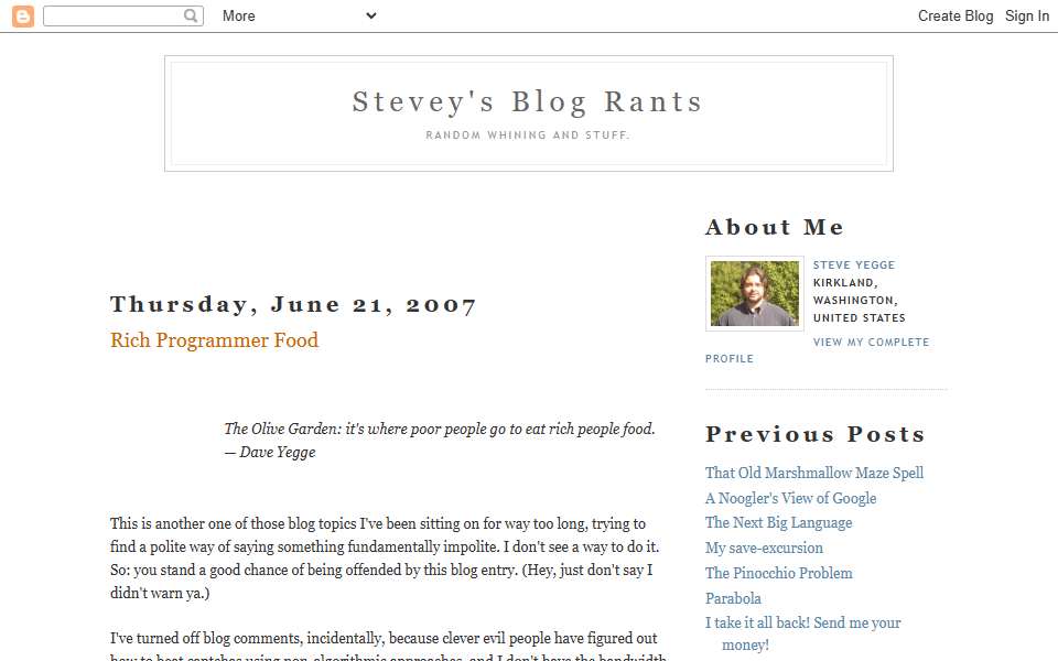 Screenshot of steve-yegge.blogspot.com captured 2026-07-20