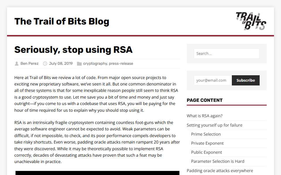 Screenshot of blog.trailofbits.com captured 2026-07-20