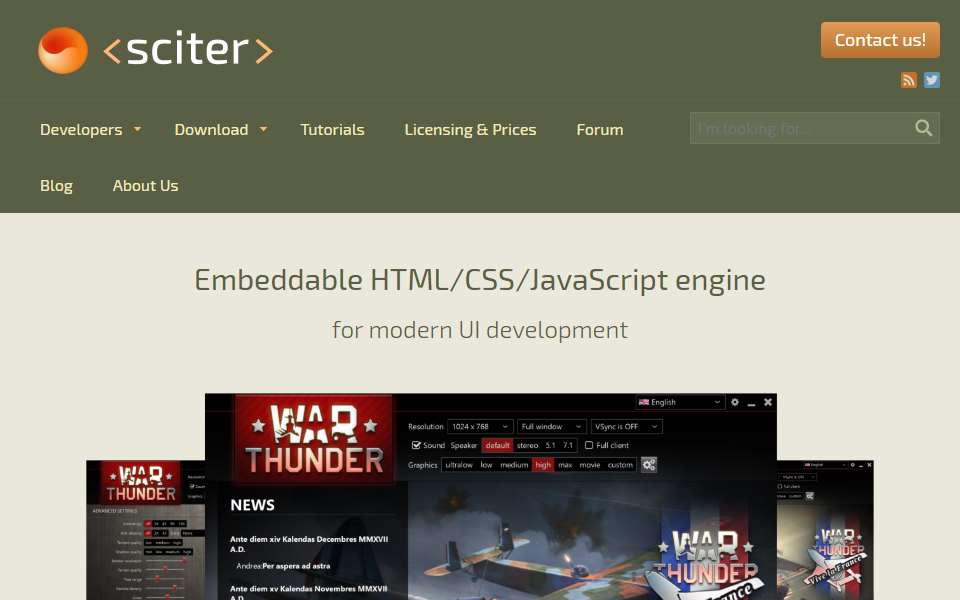 Screenshot of sciter.com captured 2026-07-20