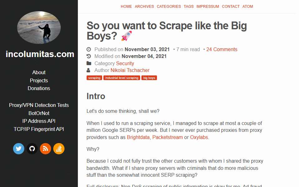 Screenshot of incolumitas.com captured 2026-07-20