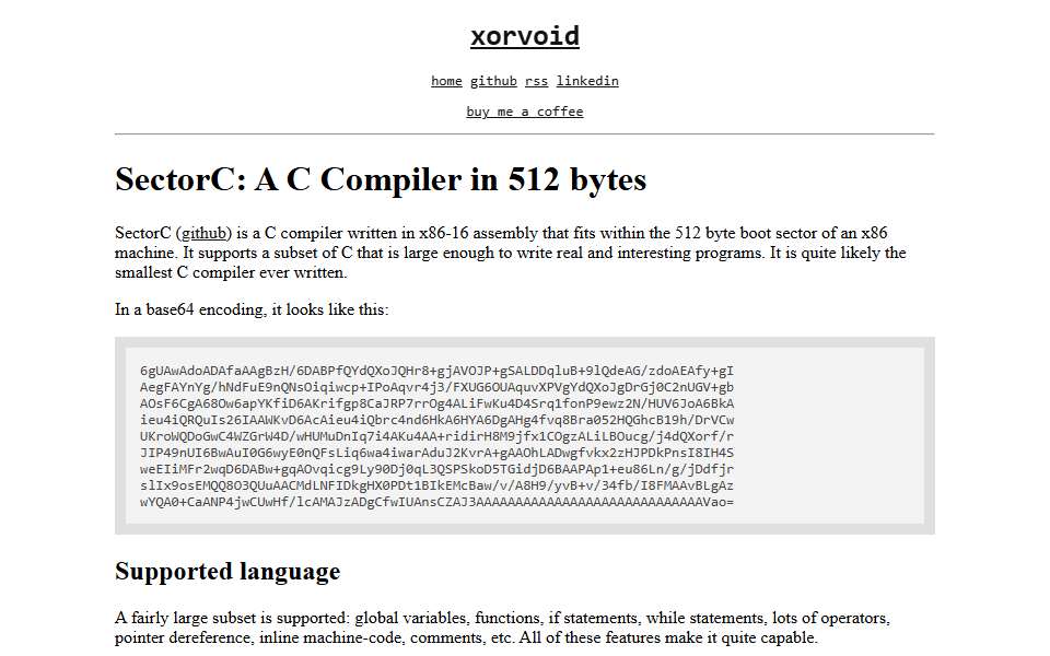 Screenshot of xorvoid.com captured 2026-07-20