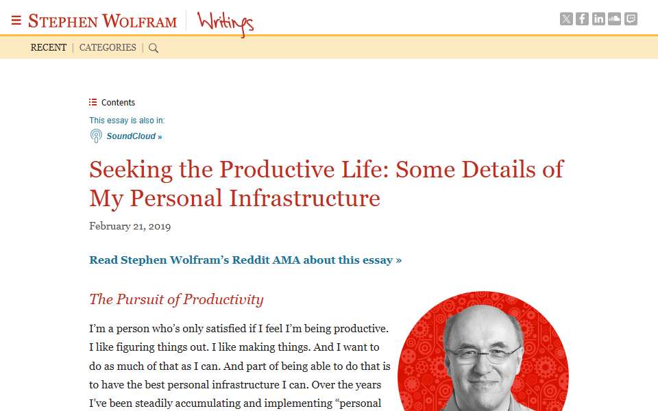 Screenshot of writings.stephenwolfram.com captured 2026-07-20