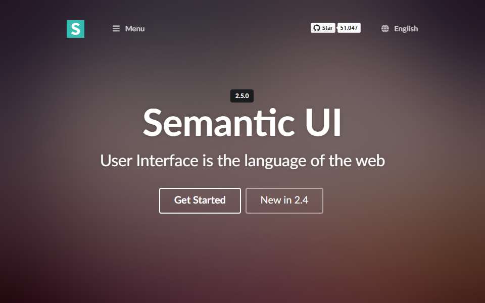 Screenshot of semantic-ui.com captured 2026-07-20
