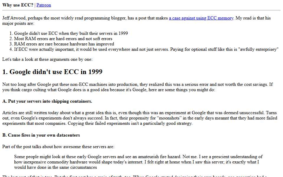 Screenshot of danluu.com captured 2026-07-20