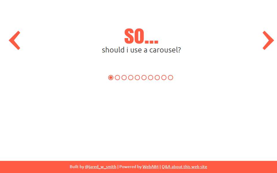 Screenshot of shouldiuseacarousel.com captured 2026-07-20