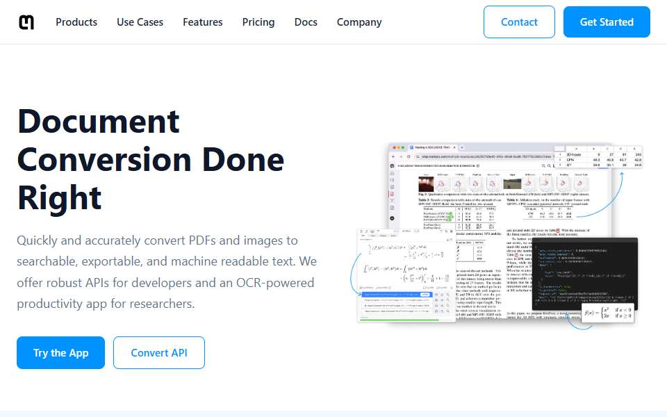 Screenshot of mathpix.com captured 2026-07-20