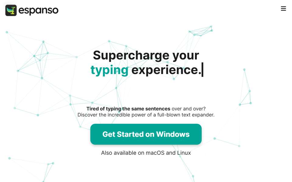 Screenshot of espanso.org captured 2026-07-20