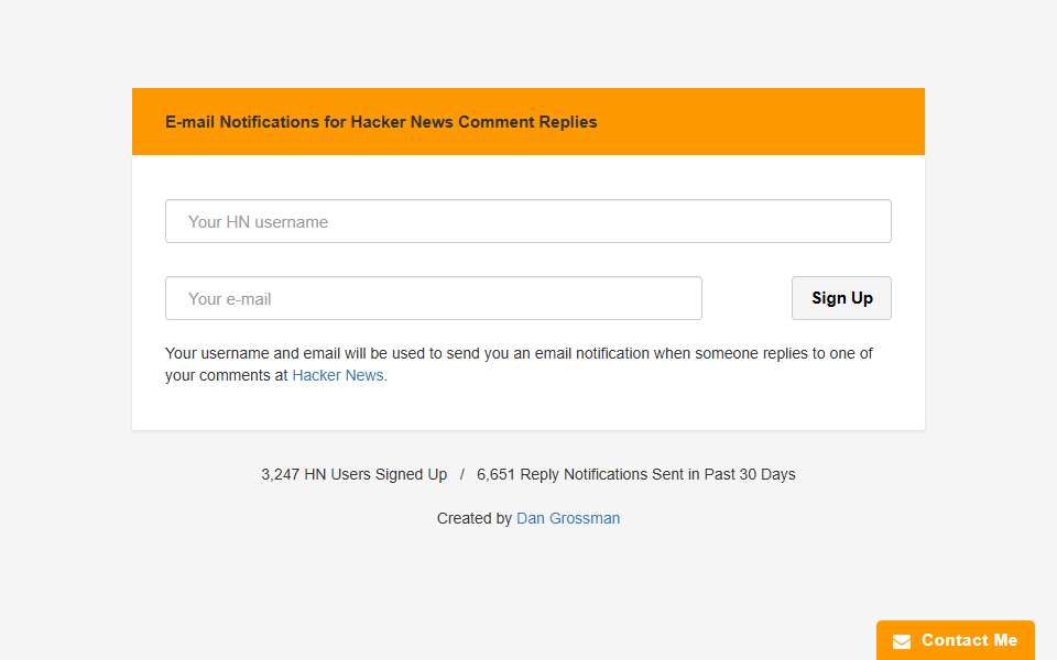 Screenshot of www.hnreplies.com captured 2026-07-20