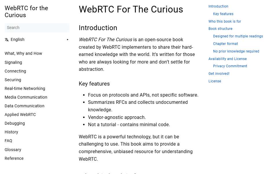 Screenshot of webrtcforthecurious.com captured 2026-07-20