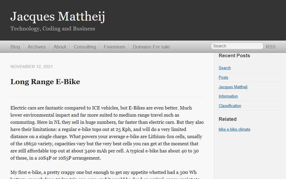 Screenshot of jacquesmattheij.com captured 2026-07-20