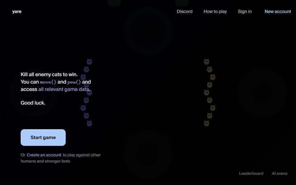 Screenshot of yare.io captured 2026-07-20
