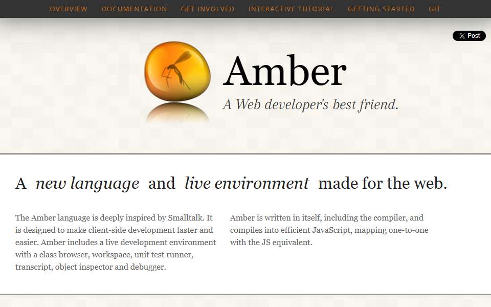 Screenshot of amber-lang.net captured 2026-07-20