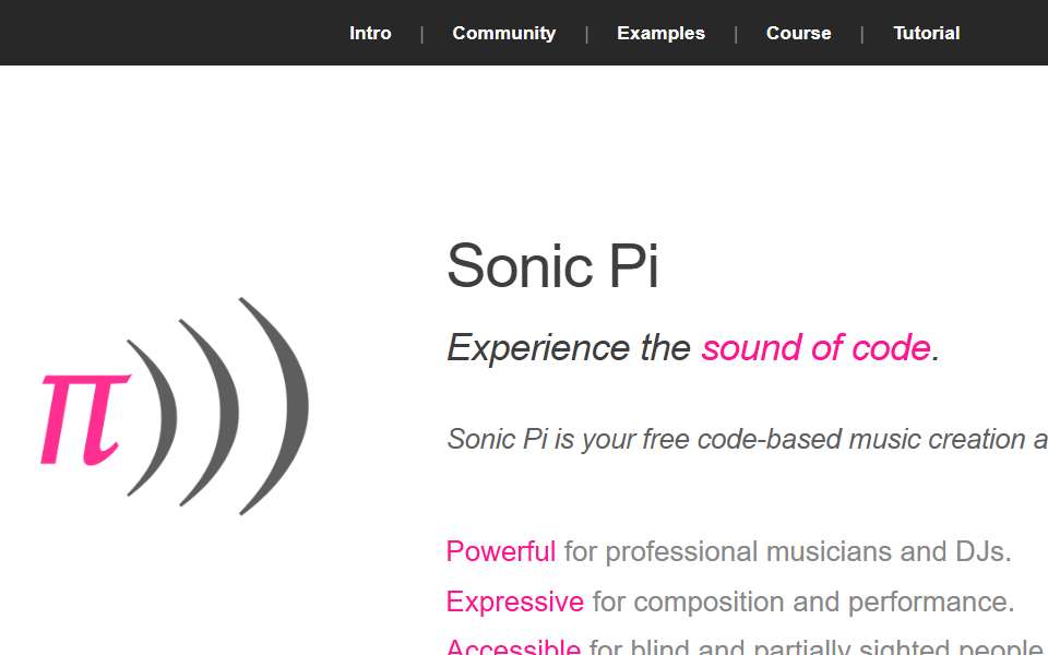 Screenshot of sonic-pi.net captured 2026-07-20