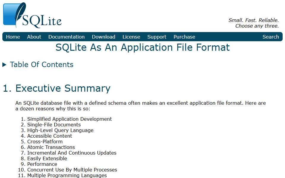 Screenshot of sqlite.org captured 2026-07-20
