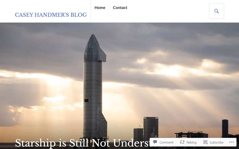 Screenshot of caseyhandmer.wordpress.com captured 2026-07-20