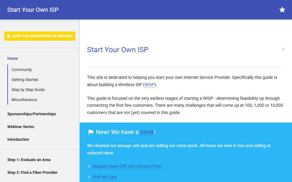 Screenshot of startyourownisp.com captured 2026-07-20