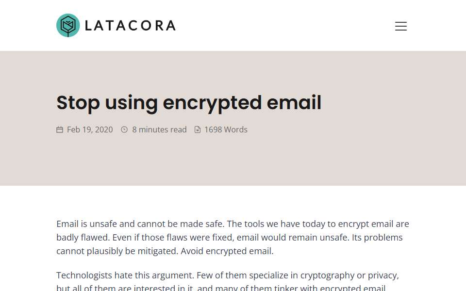 Screenshot of latacora.micro.blog captured 2026-07-20