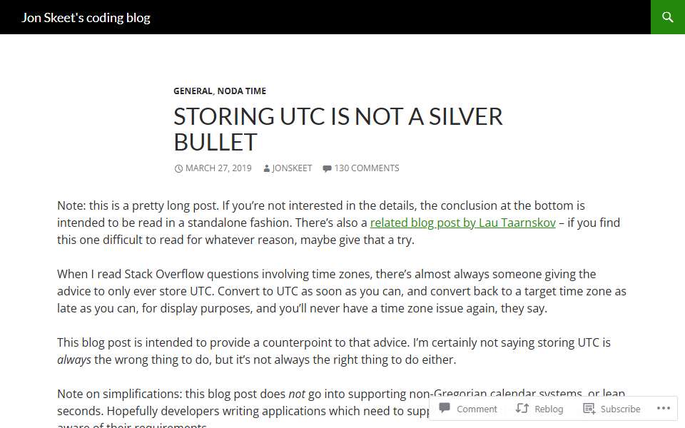 Screenshot of codeblog.jonskeet.uk captured 2026-07-20