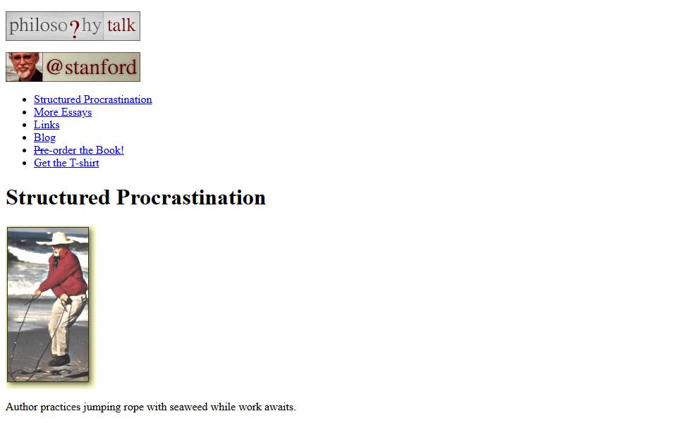 Screenshot of www.structuredprocrastination.com captured 2026-07-20