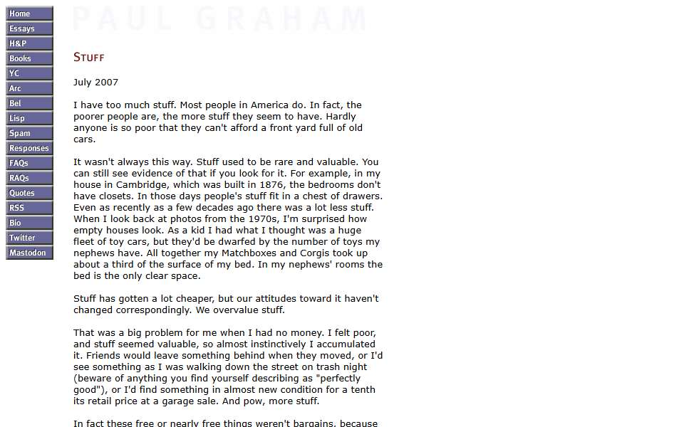 Screenshot of www.paulgraham.com captured 2026-07-20