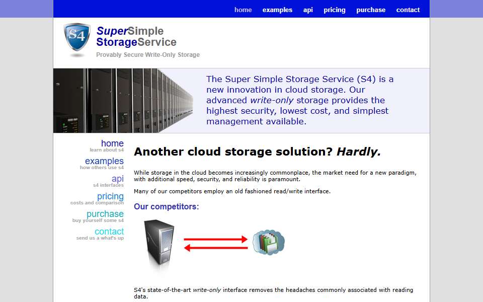 Screenshot of www.supersimplestorageservice.com captured 2026-07-20