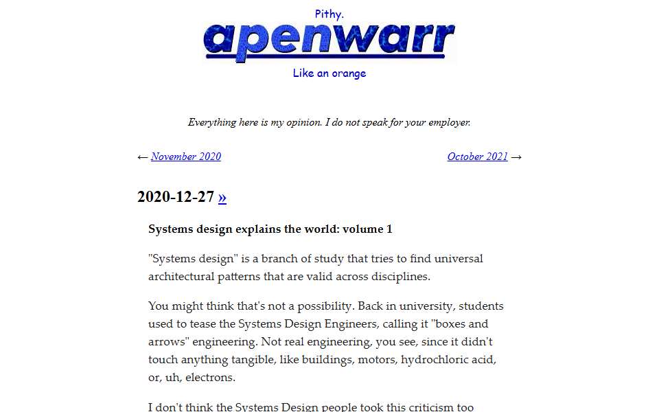 Screenshot of apenwarr.ca captured 2026-07-20
