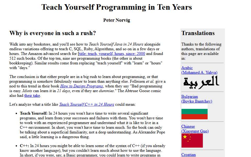 Screenshot of norvig.com captured 2026-07-20