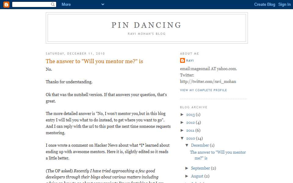 Screenshot of pindancing.blogspot.com captured 2026-07-20