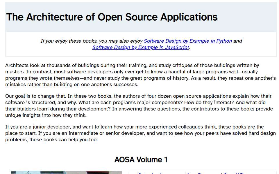 Screenshot of www.aosabook.org captured 2026-07-20