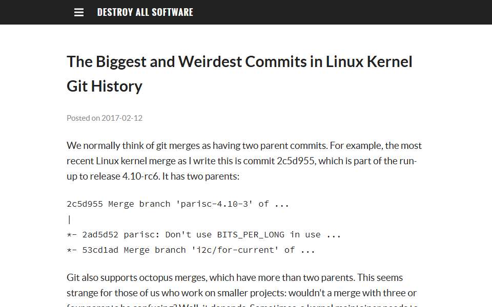 Screenshot of www.destroyallsoftware.com captured 2026-07-20