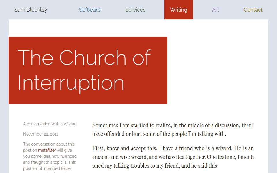 Screenshot of sambleckley.com captured 2026-07-20