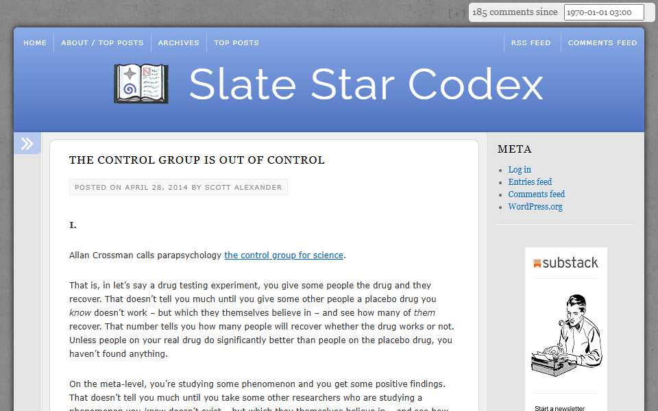 Screenshot of slatestarcodex.com captured 2026-07-20