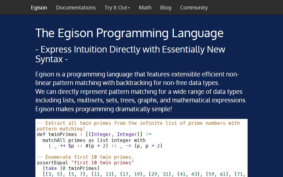 Screenshot of www.egison.org captured 2026-07-20
