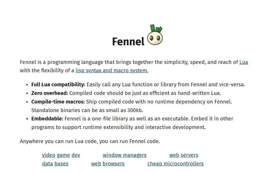 Screenshot of fennel-lang.org captured 2026-07-20