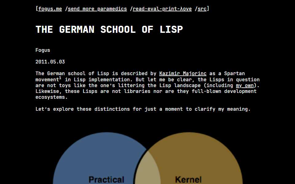 Screenshot of blog.fogus.me captured 2026-07-20