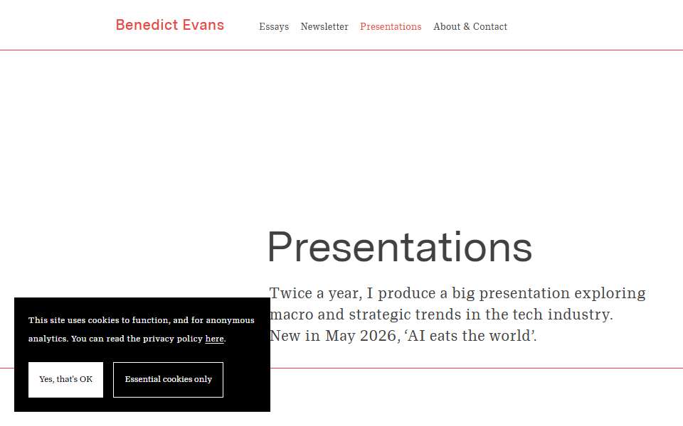 Screenshot of www.ben-evans.com captured 2026-07-20