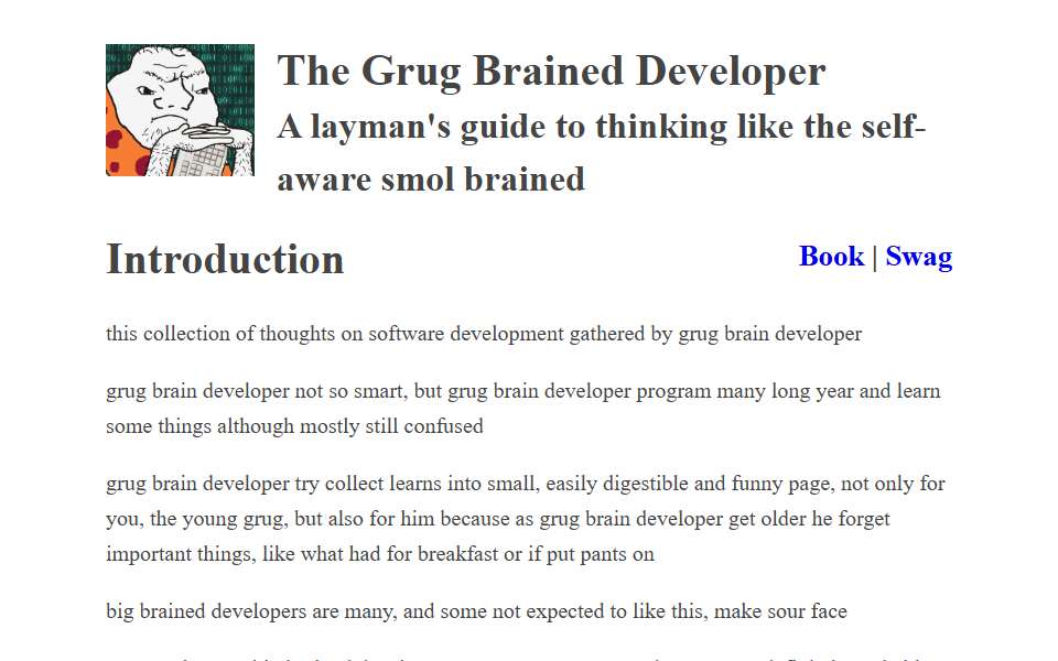 Screenshot of grugbrain.dev captured 2026-07-20