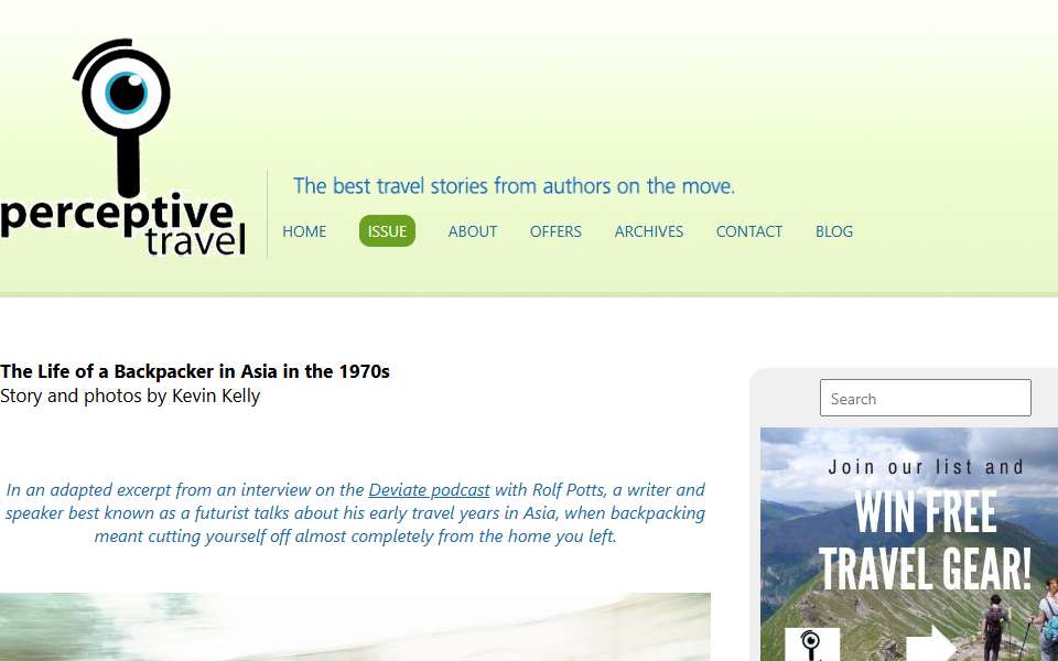 Screenshot of www.perceptivetravel.com captured 2026-07-20