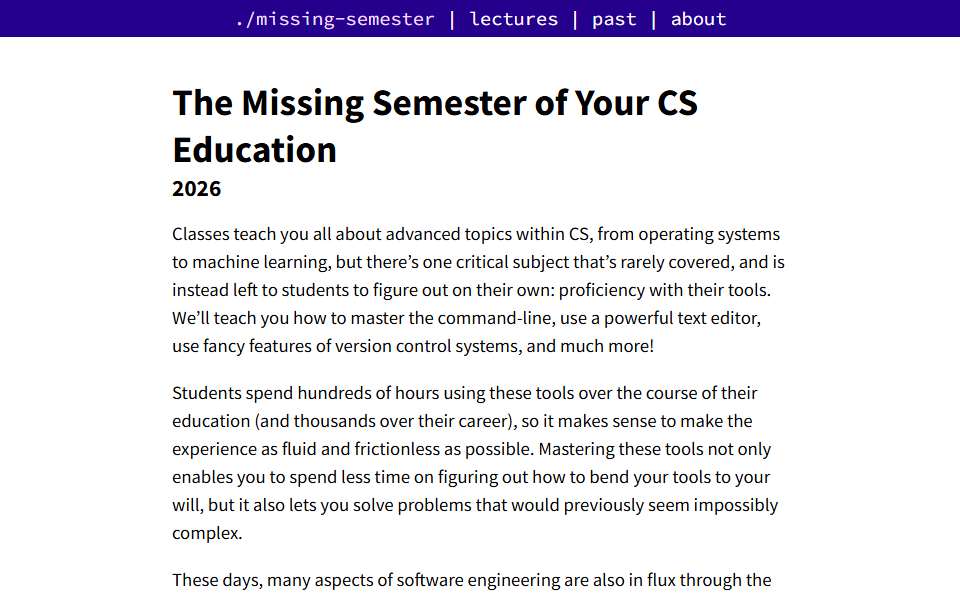 Screenshot of missing.csail.mit.edu captured 2026-07-20