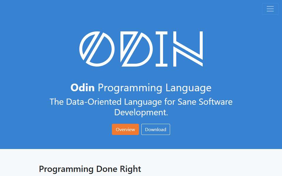 Screenshot of odin-lang.org captured 2026-07-20