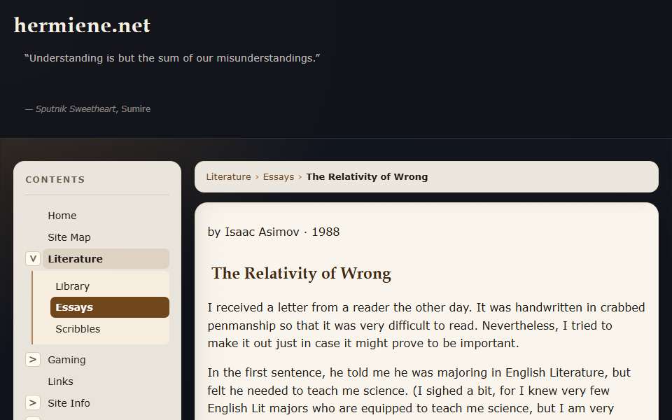 Screenshot of hermiene.net captured 2026-07-20