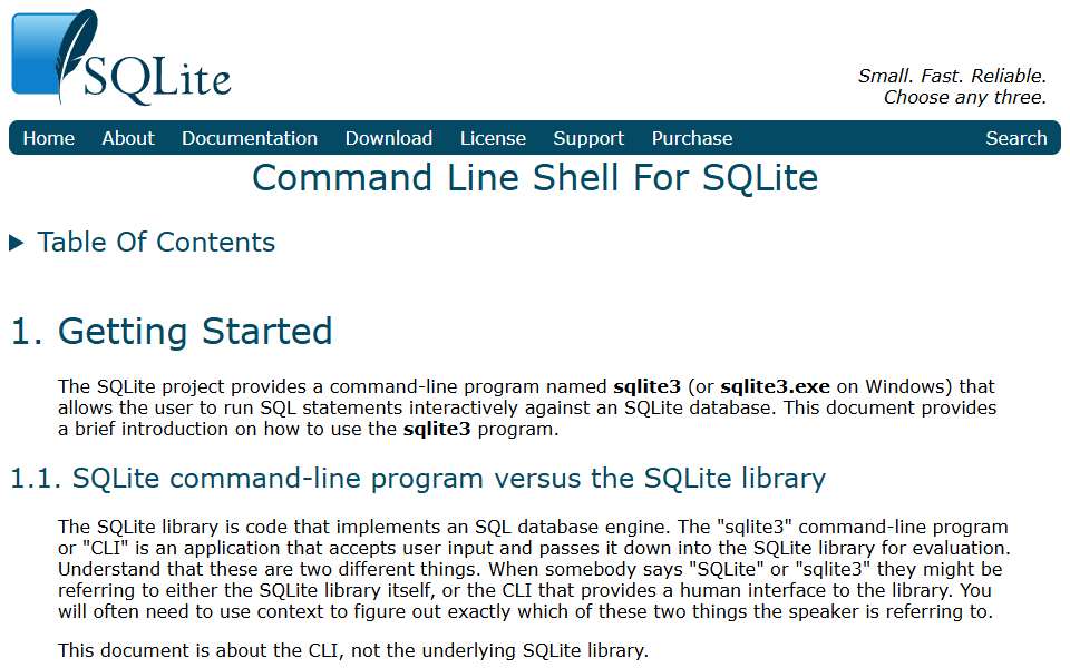Screenshot of www.sqlite.org captured 2026-07-20