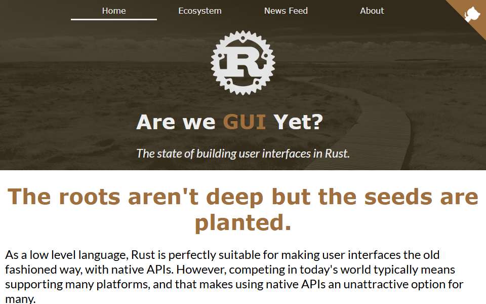 Screenshot of areweguiyet.com captured 2026-07-20