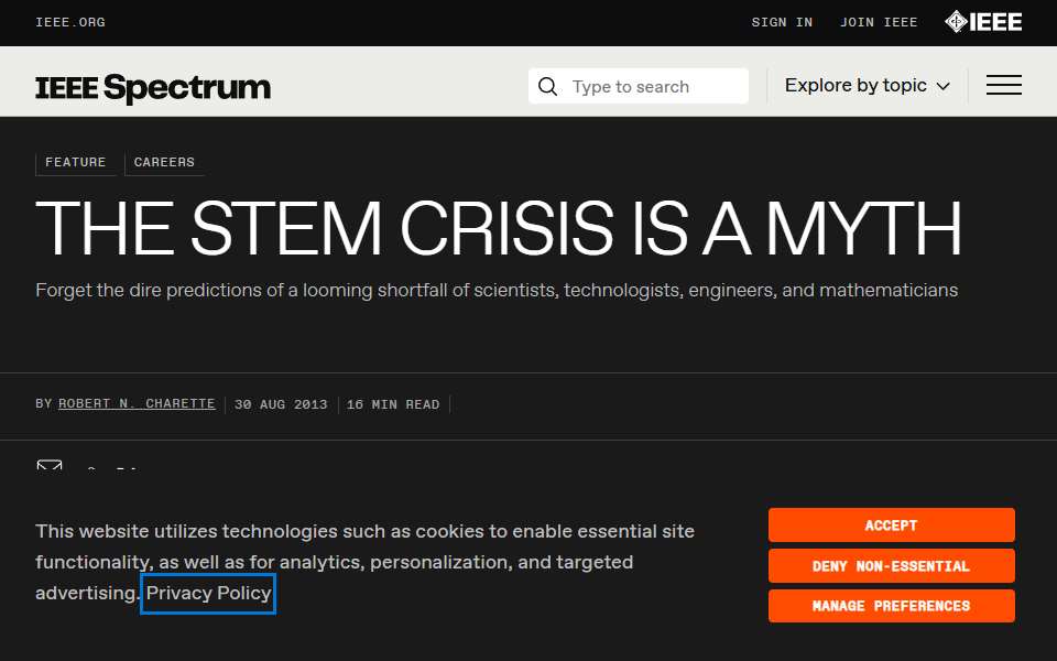 Screenshot of spectrum.ieee.org captured 2026-07-20