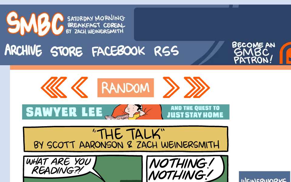 Screenshot of www.smbc-comics.com captured 2026-07-20