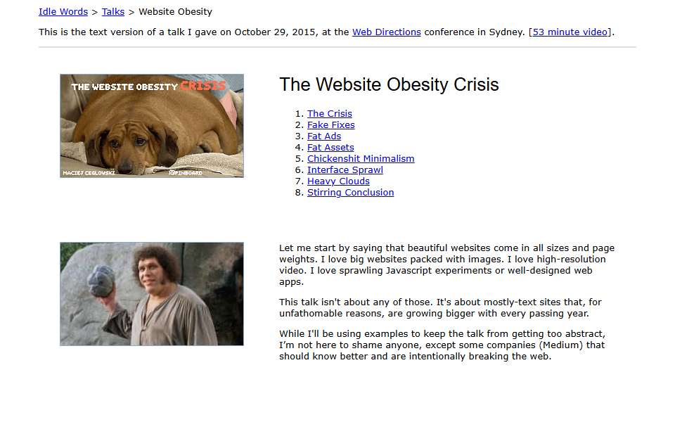 Screenshot of idlewords.com captured 2026-07-20